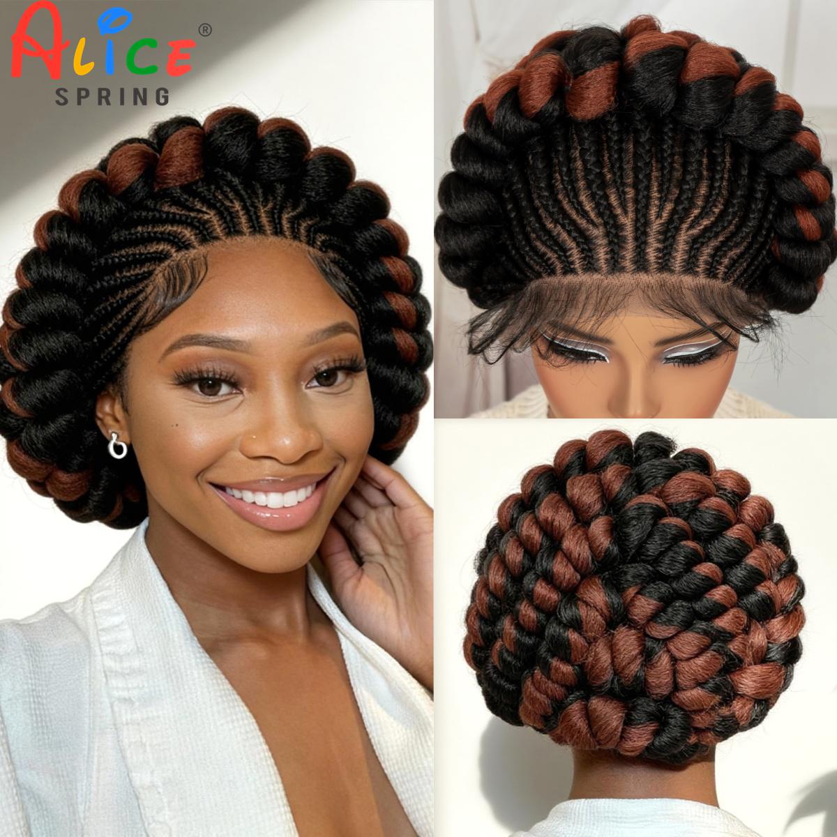 Synthetic Braided Wigs For Black Women - Cornrow Braided Wigs Synthetic Full Lace