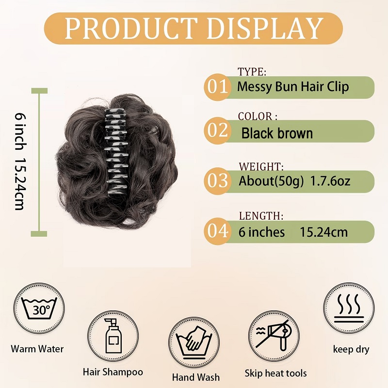 Synthetic Messy Bun Hair Scrun - Claw Clip Messy Bun Hair Piece recension och pris