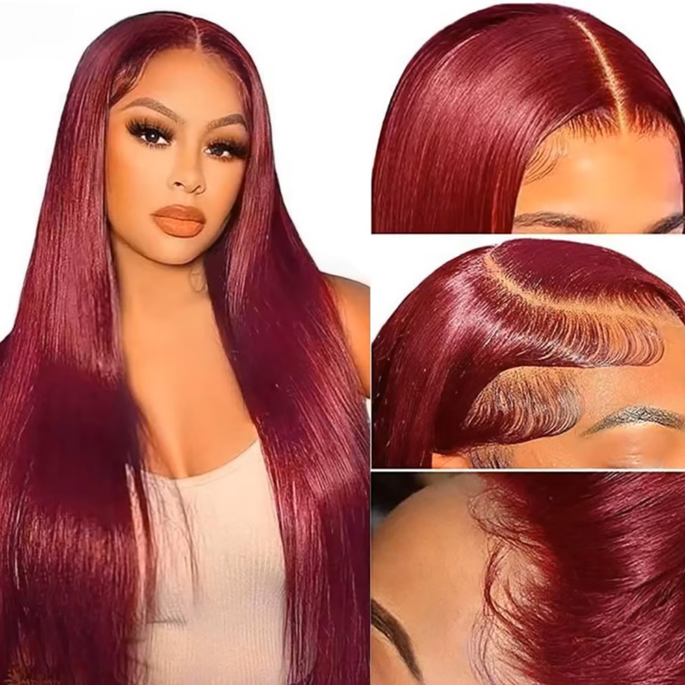 99J Burgundy Silky Straight Hu - Lace Front Wigs recension och pris