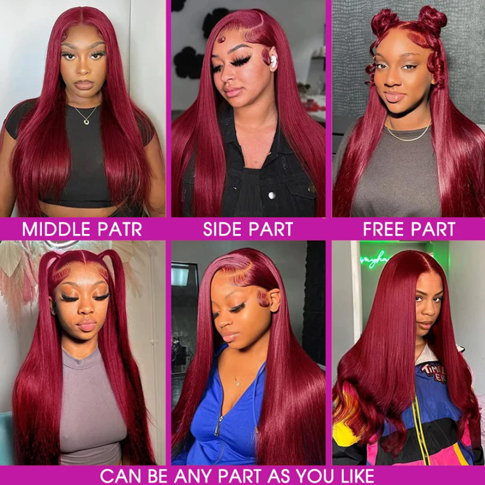 99J Burgundy Silky Straight Hu - Lace Front Wigs recension och pris