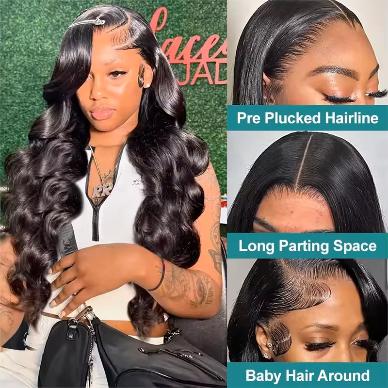 180-220% Density Natural Black - Lace Front Wigs recension och pris