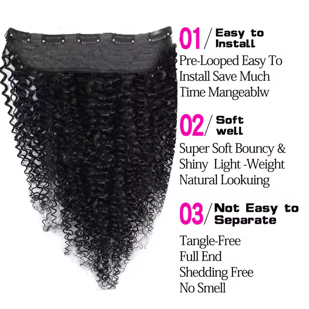 1 Pcs Clips In One Piece Hair  - Seamless Clip In Hair Extensions Human Hair recension och pris