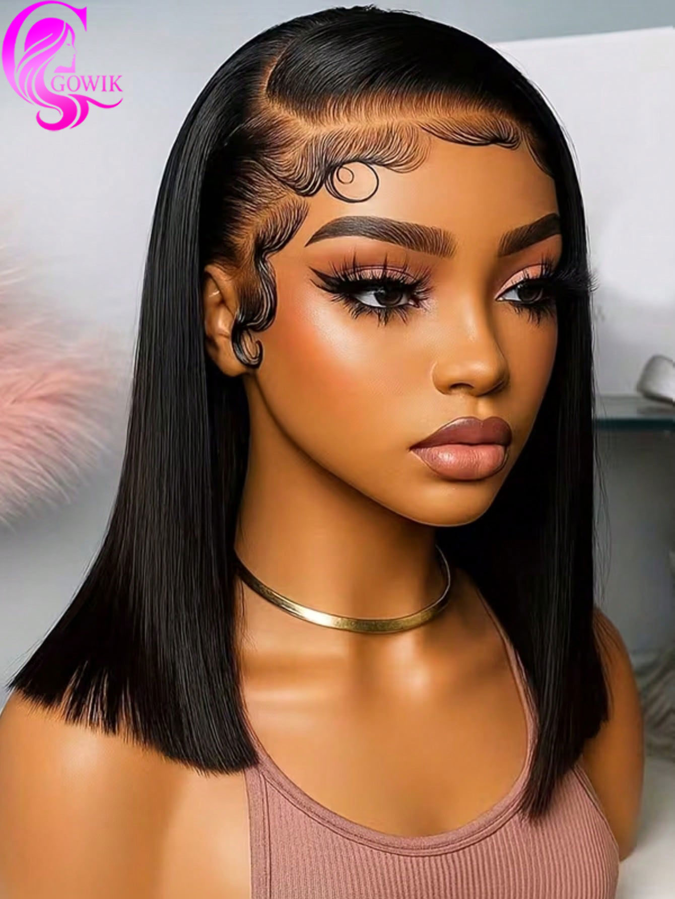 Gowik 250% Density 13x4 Lace F - Pre Parted 13X4 Lace Front Bob Wig recension och pris