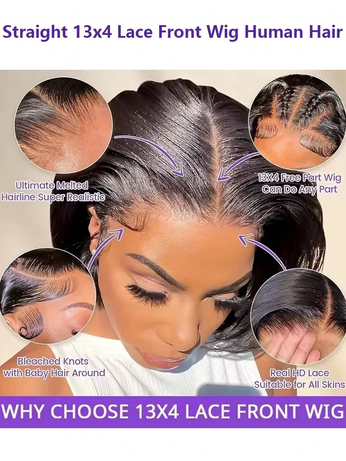 Gowik 250% Density 13x4 Lace F - Pre Parted 13X4 Lace Front Bob Wig recension och pris