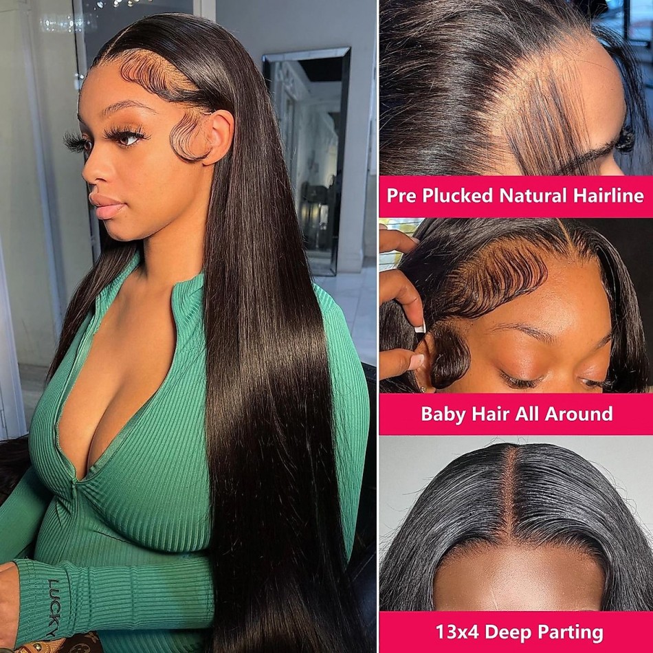 Straight Human Hair Wigs Gluel - Hd Lace Frontal Wig Human Hair Pre Plucked recension och pris
