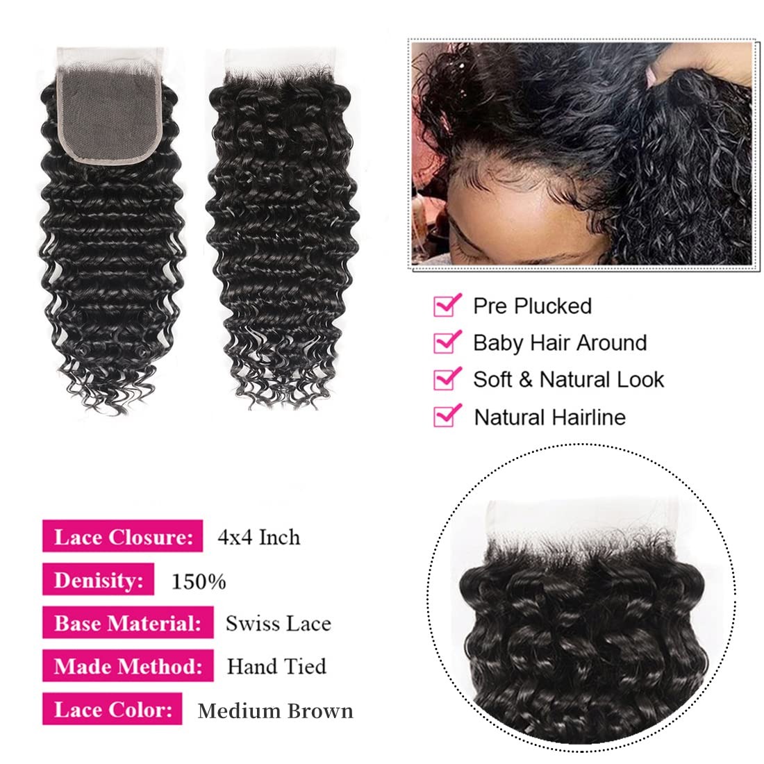 30 32 Inches Deep Wave Natural - Deep Wave 3 Bundles With Closure recension och pris
