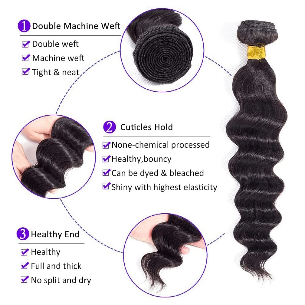30 Inch Loose Wave Bundles Hum - Deep Wave 3 Bundles With Closure recension och pris
