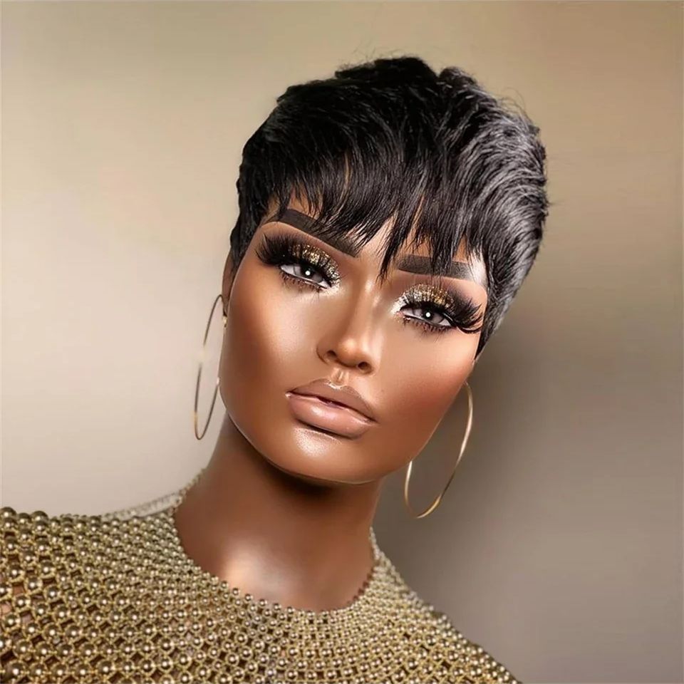 Short Straight Bob Wig Pixie C - Short Pixie Cut Wig Human Hair Cheap recension och pris