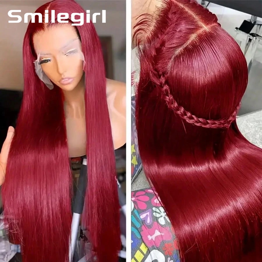200 Density 99J Burgundy 13X6  - Hd Lace Frontal Wig Human Hair Pre Plucked recension och pris
