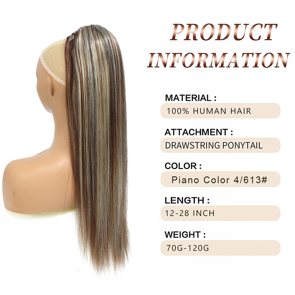 SOVO Drawstring Ponytail Human - Seamless Clip In Hair Extensions Human Hair recension och pris