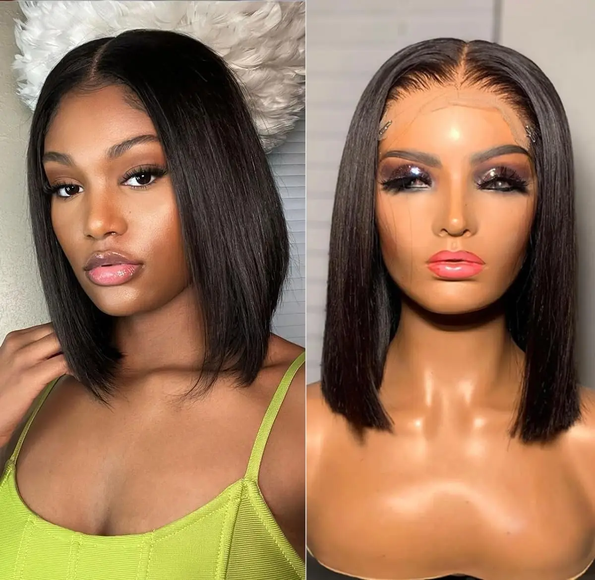 Straight Short Bob Wigs Human  - Glueless Wear And Go Human Hair Wig recension och pris