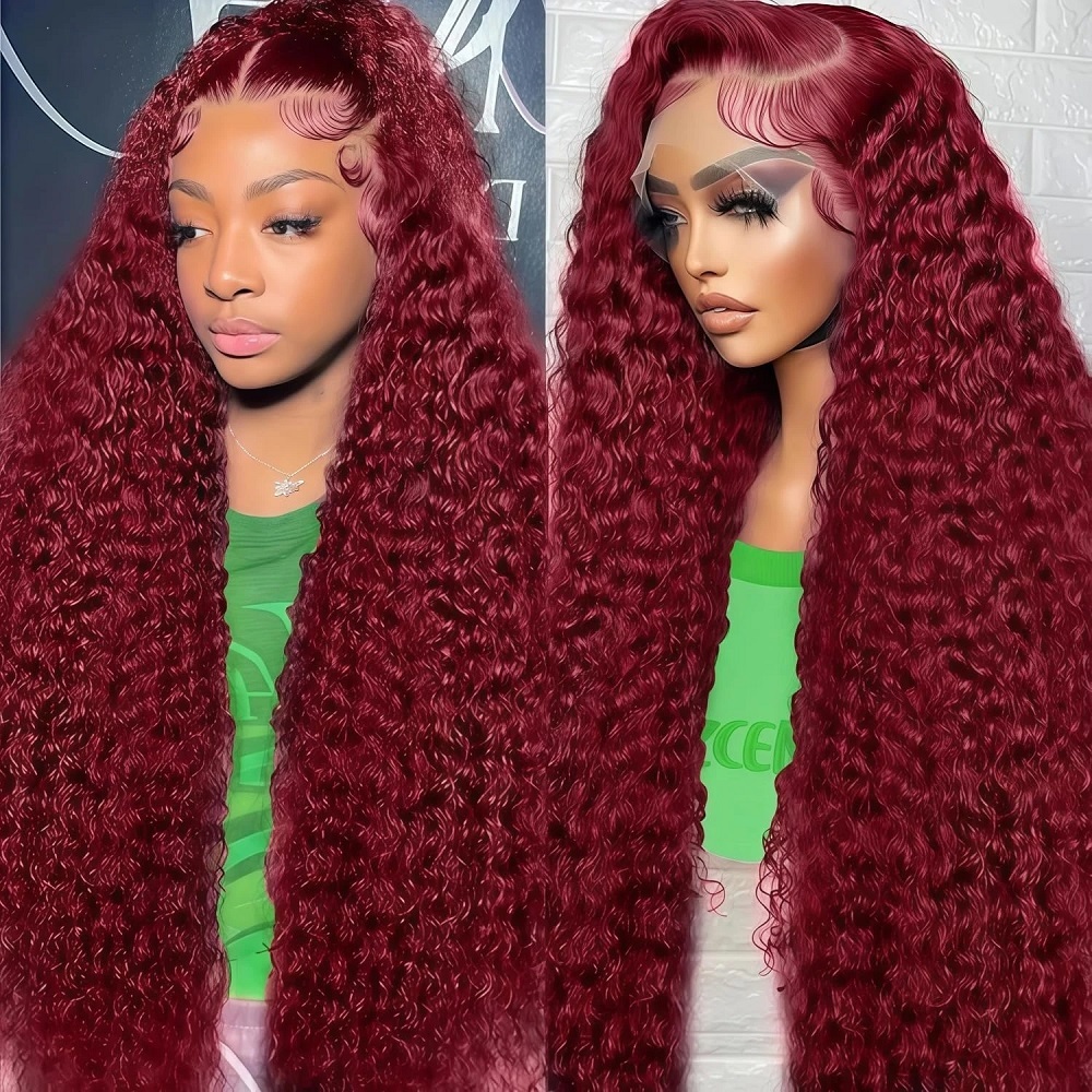 99J Burgundy Colored Deep Wave - Human Hair Wigs recension och pris