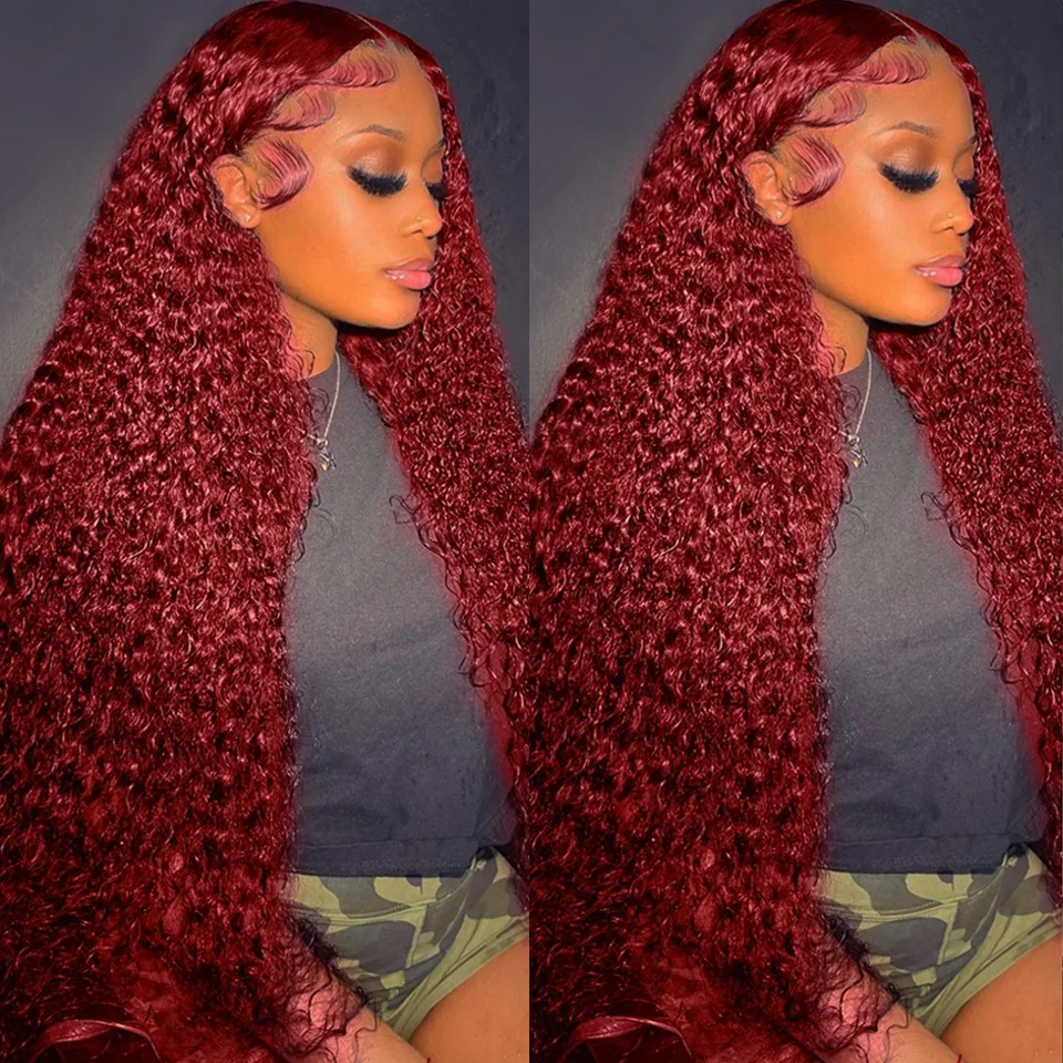 99J Burgundy Colored Deep Wave - Human Hair Wigs recension och pris