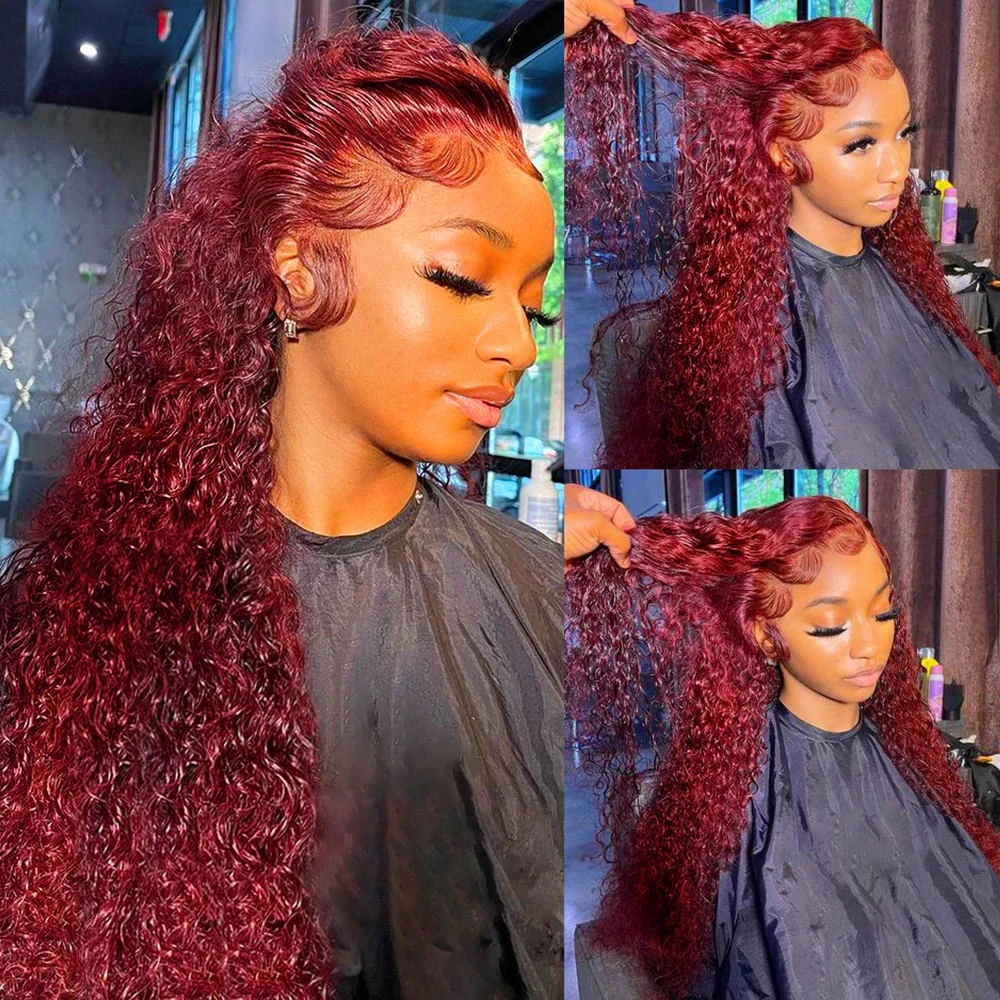99J Burgundy Colored Deep Wave - Human Hair Wigs recension och pris