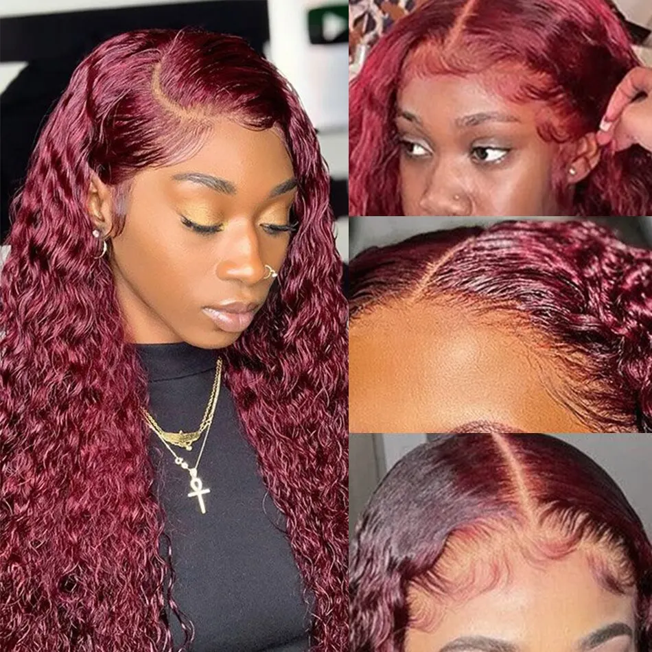 99J Burgundy Colored Deep Wave - Human Hair Wigs recension och pris