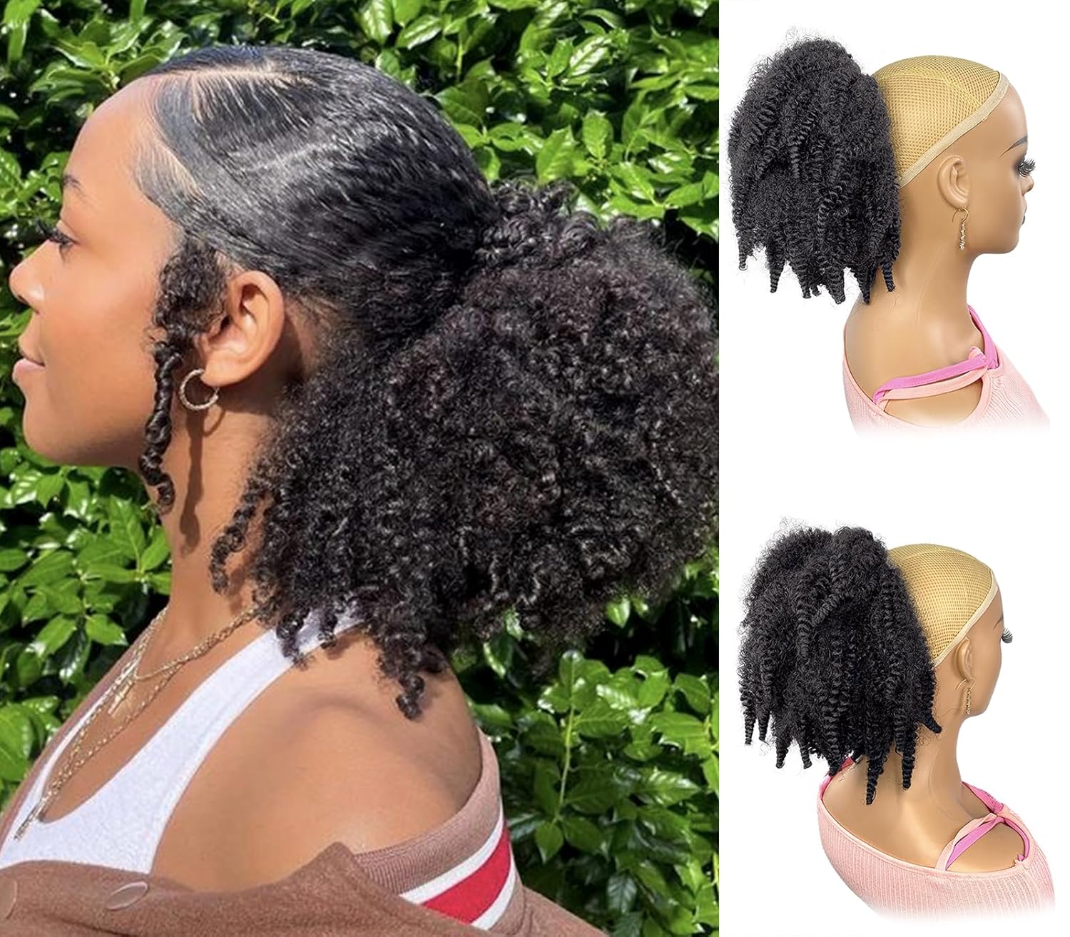 12inch Short Marley Hair Draws - Drawstring Afro Curly Puff Ponytail recension och pris