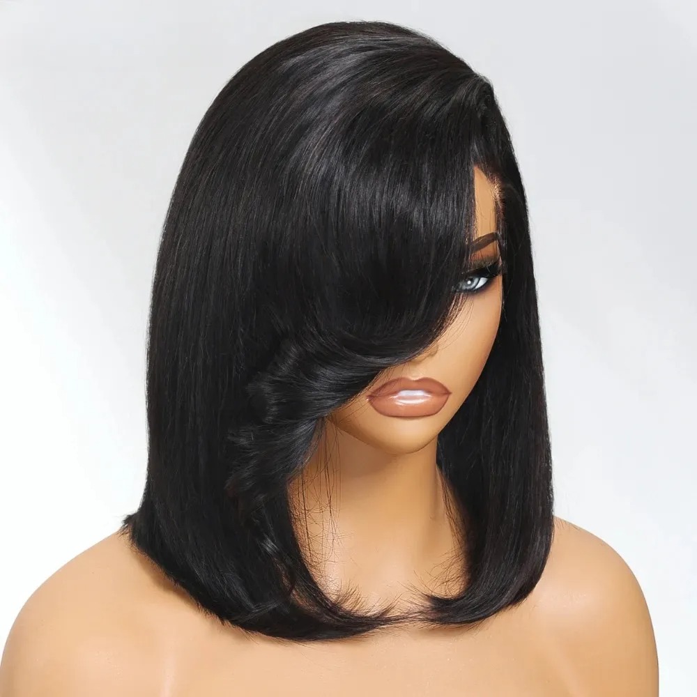 Black Short Bob Straight Lace  - Pre Parted 13X4 Lace Front Bob Wig recension och pris