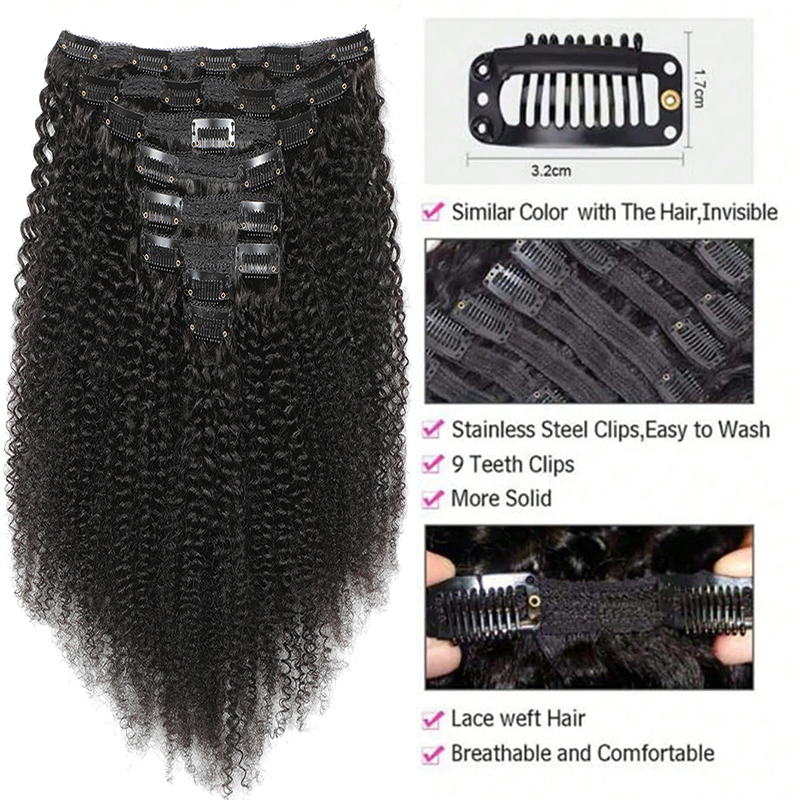 Afro Human Hair Clip In Extens - Seamless Clip In Hair Extensions Human Hair recension och pris
