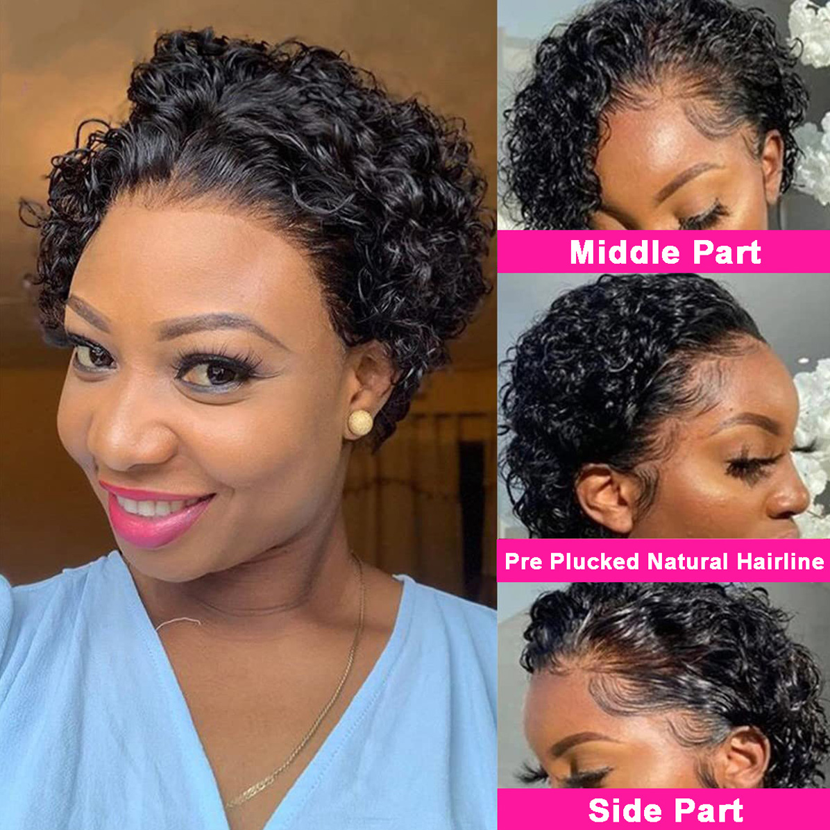 Pixie Cut Wigs 13x4 Pixie Curl - Short Pixie Cut Wig Human Hair Cheap recension och pris