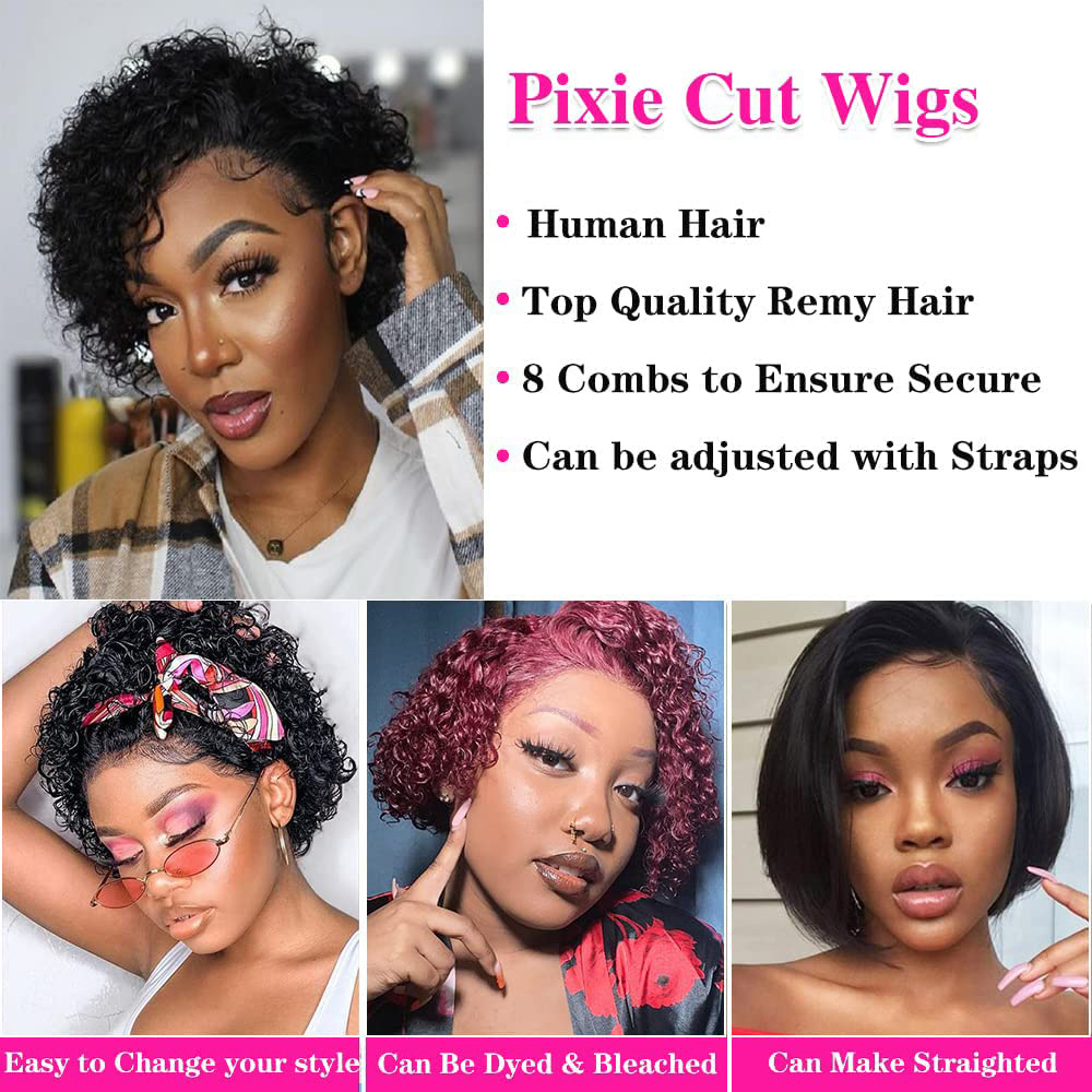 Pixie Cut Wigs 13x4 Pixie Curl - Short Pixie Cut Wig Human Hair Cheap recension och pris