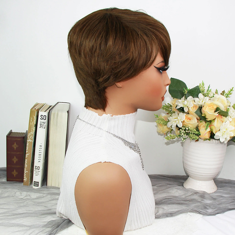 Chocolate Brown Pixie Cut Wigs - Short Pixie Cut Wig Human Hair Cheap recension och pris