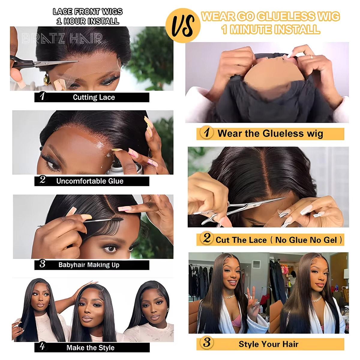 Super Double Drawn Bone Straig - Glueless Wear And Go Human Hair Wig recension och pris